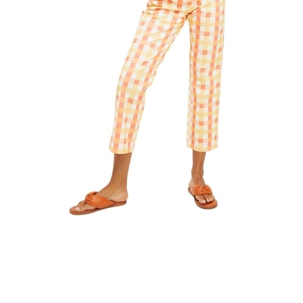 Free People Orange and White Checkered Pants